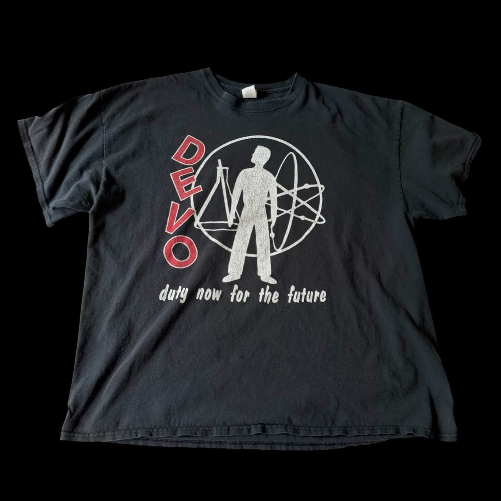 Y2K Devo Duty Now for the Future Band T-Shirt Black 2XL Faded Black